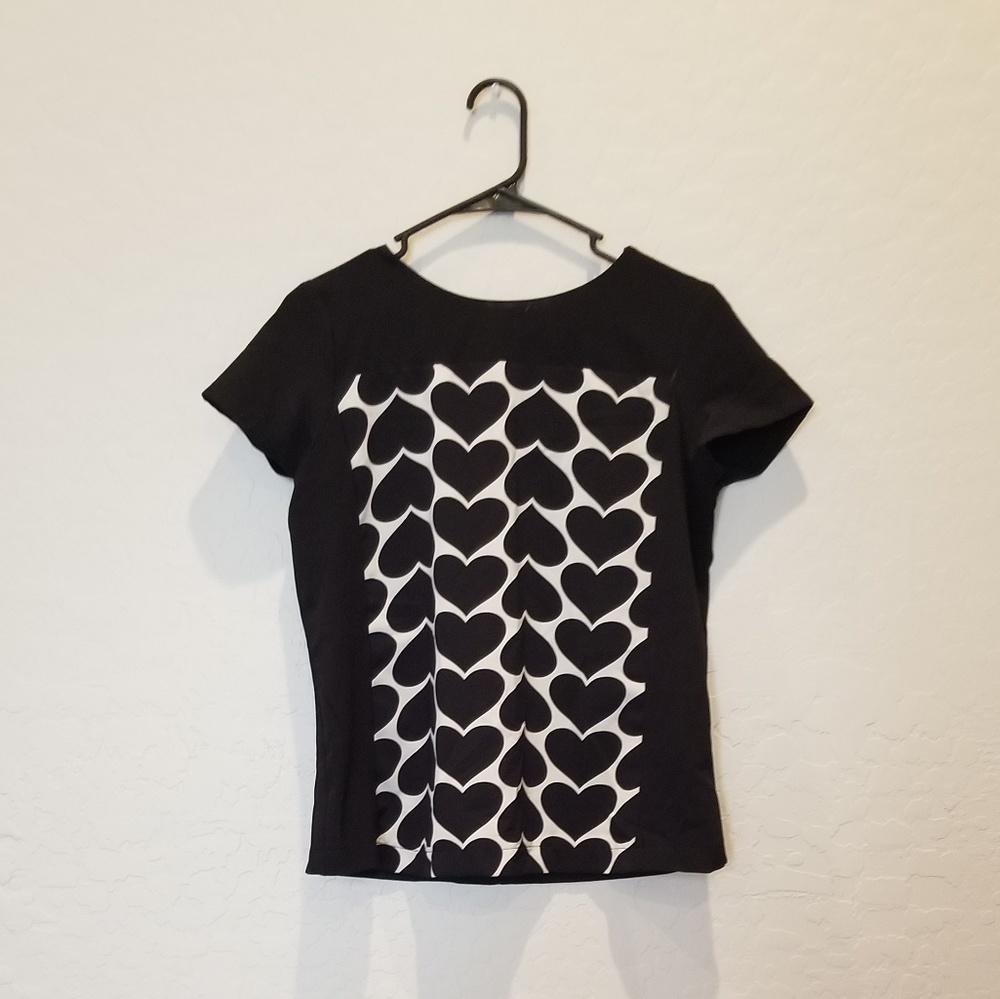 Retro Inspired Black and White Heart Shirt